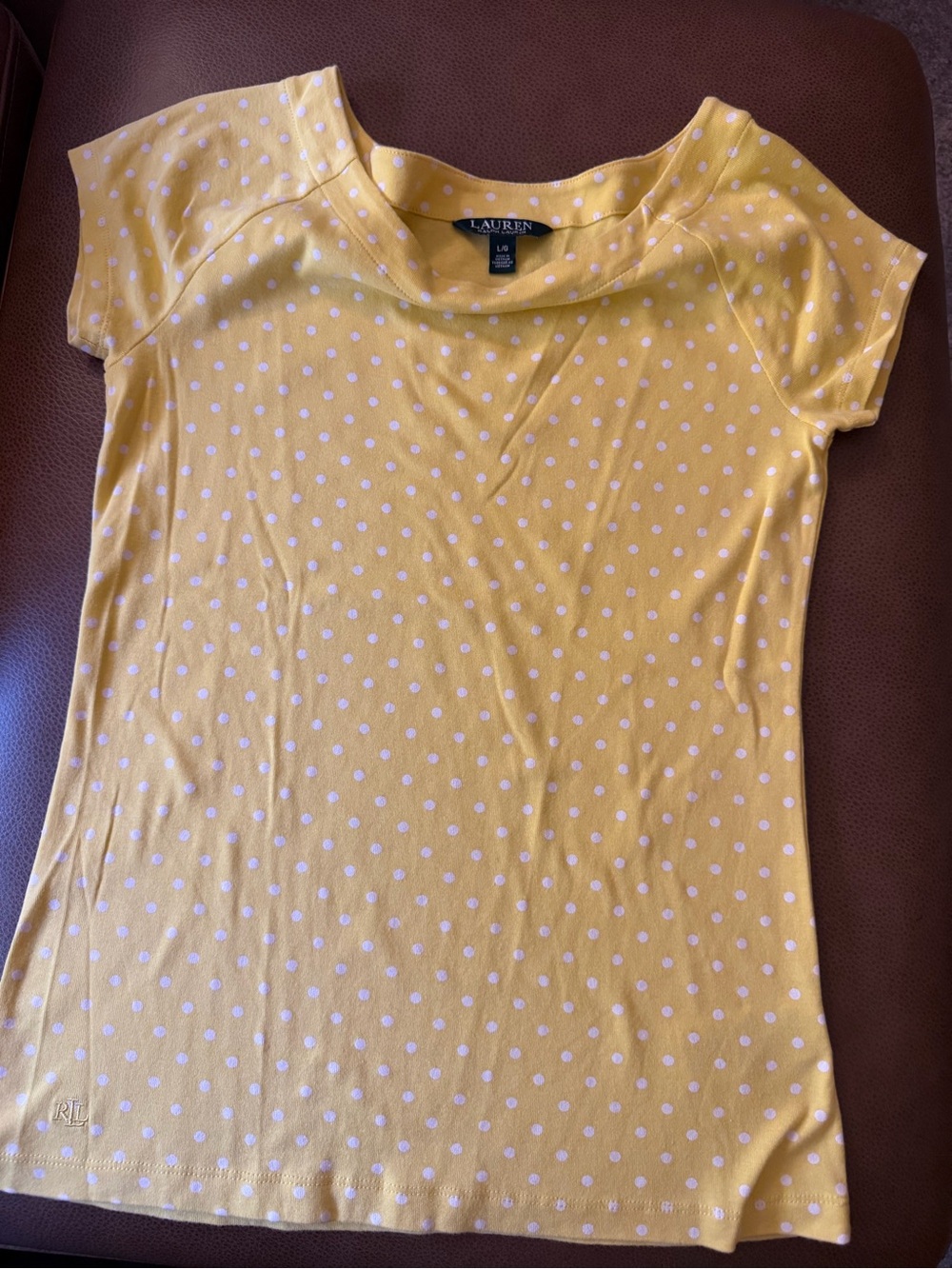 Lauren Yellow Polka Dot Short Sleeve Top